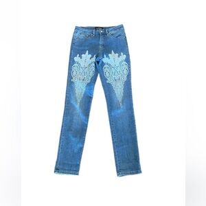 Joseph Ribkoff Canadian 🍁🇨🇦contemporary embellished denim bling blue jean size 8